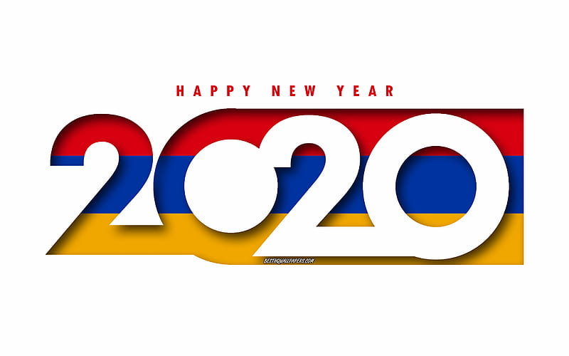Armenia 2020, Flag of Andorra, white background, Happy New Year Armenia, 3d art, 2020 concepts, Armenia flag, 2020 New Year, 2020 Armenia flag, HD wallpaper