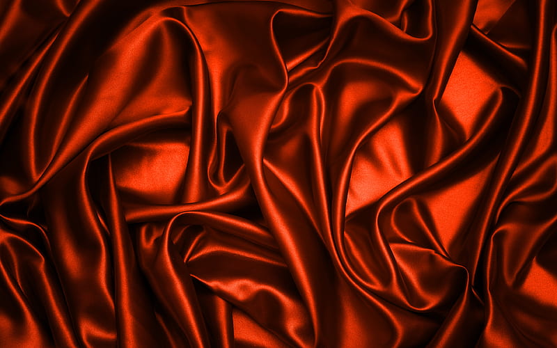 orange silk orange fabric texture, silk, orange backgrounds, orange satin, fabric textures, satin, silk textures, HD wallpaper