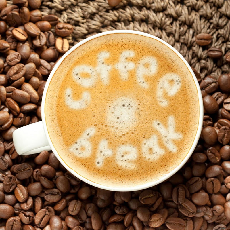 Coffee Break, cup, godd morning, grains, HD wallpaper