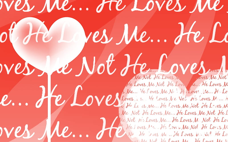 He Loves Me Loves Me Not, valentines day, red, poem, heart, white, HD wallpaper