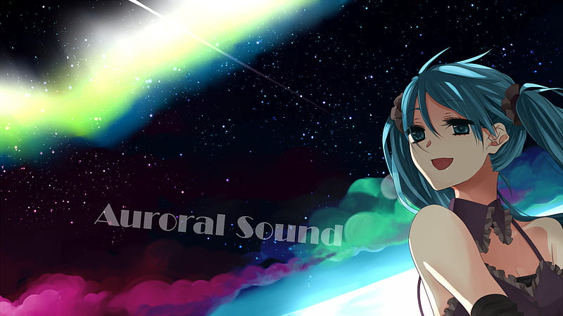 Auroral Sound, pretty, clouds, nice, anime, aqua, beauty, anime girl,  vocaloids, HD wallpaper