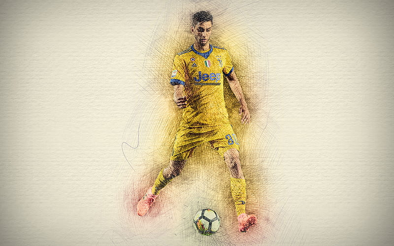 Rodrigo Bentancur artwork, football, Juventus, Serie A, Bentancur, Bianconeri, soccer, Juve, footballers, drawing Rodrigo Bentancur, HD wallpaper