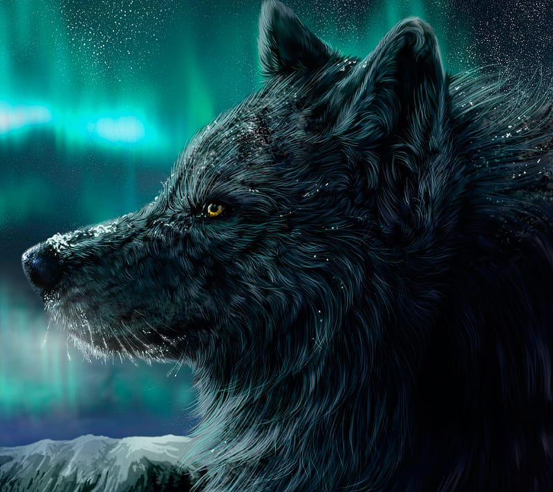wolf, green, winter, wolves, HD wallpaper