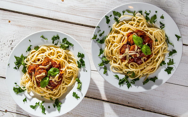 Speghetti And Meatballs, meatballs, dish, pasta, speghetti, HD wallpaper
