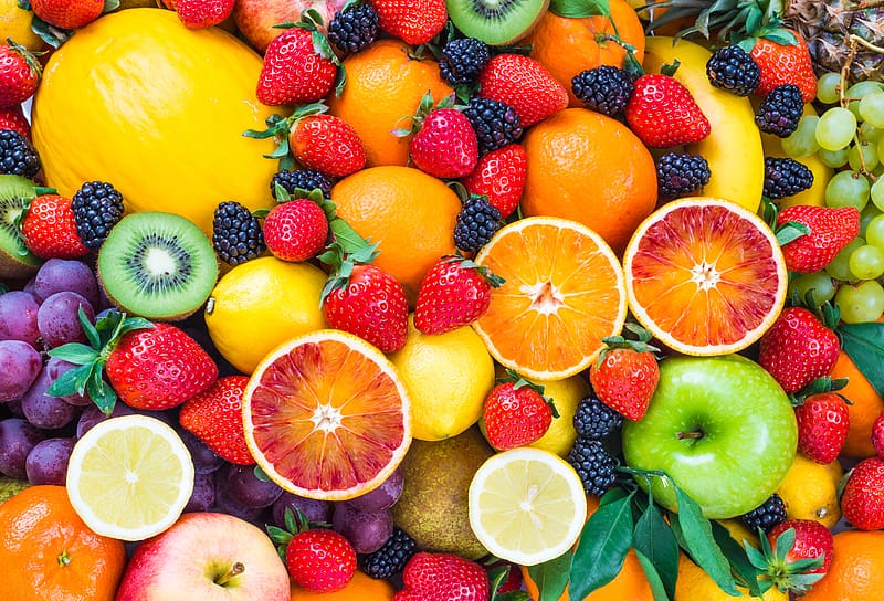 Fruits, Food, Strawberry, Apple, Grapes, Kiwi, Blackberry, Berry, Fruit, Orange (Fruit), HD wallpaper
