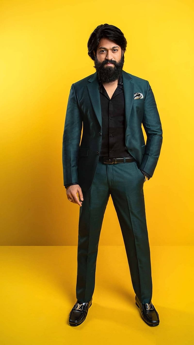 Kgf Rocky Bhai, Yellow Background, indian actor, rocking star, HD phone wallpaper