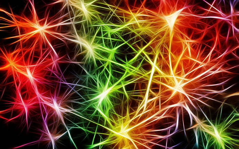 neon neural connections, neon light, colorful abstraction, neurons, HD wallpaper