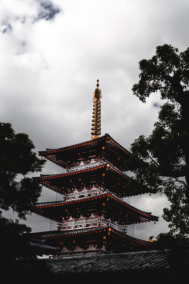 pagoda, building, temple, architecture, oriental, HD phone wallpaper