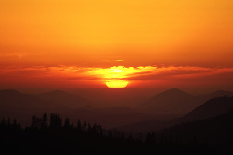 sunset over horizon, HD wallpaper