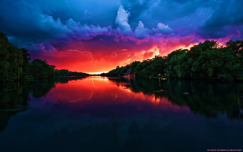 Twilight - the sky - Lightning-Amazing nature, HD wallpaper