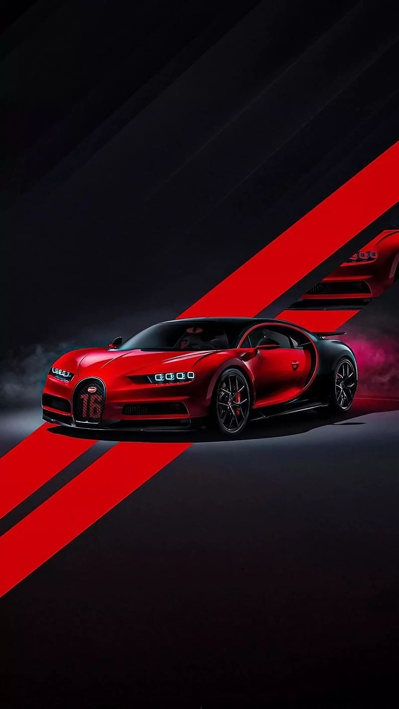 Sports car, Red Bugatti Chiron, car, HD phone wallpaper