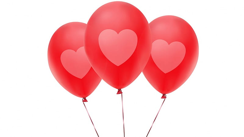 Pink Balloons With Heart, HD wallpaper
