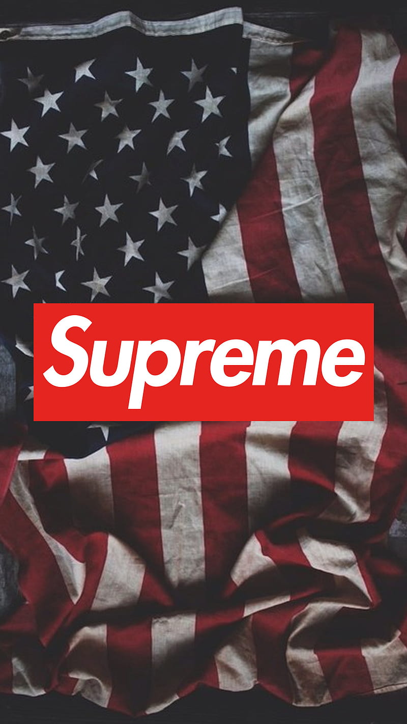 Supreme USA, brand, flag, logo, modern, top, trend, HD phone wallpaper