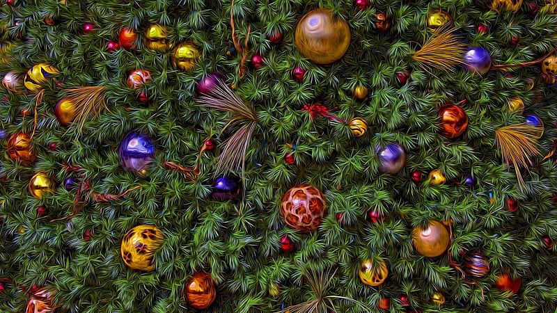 Merry Christmas!, art, tree, deco, craciun, green, christmas, texture, HD wallpaper