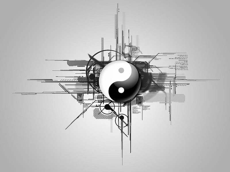 Yin-Yang Symbol, yang, symbol, blsck, yin, white, HD wallpaper