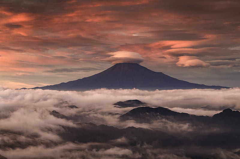 Mount Fuji Clouds, mount-fuji, mountains, nature, clouds, HD wallpaper