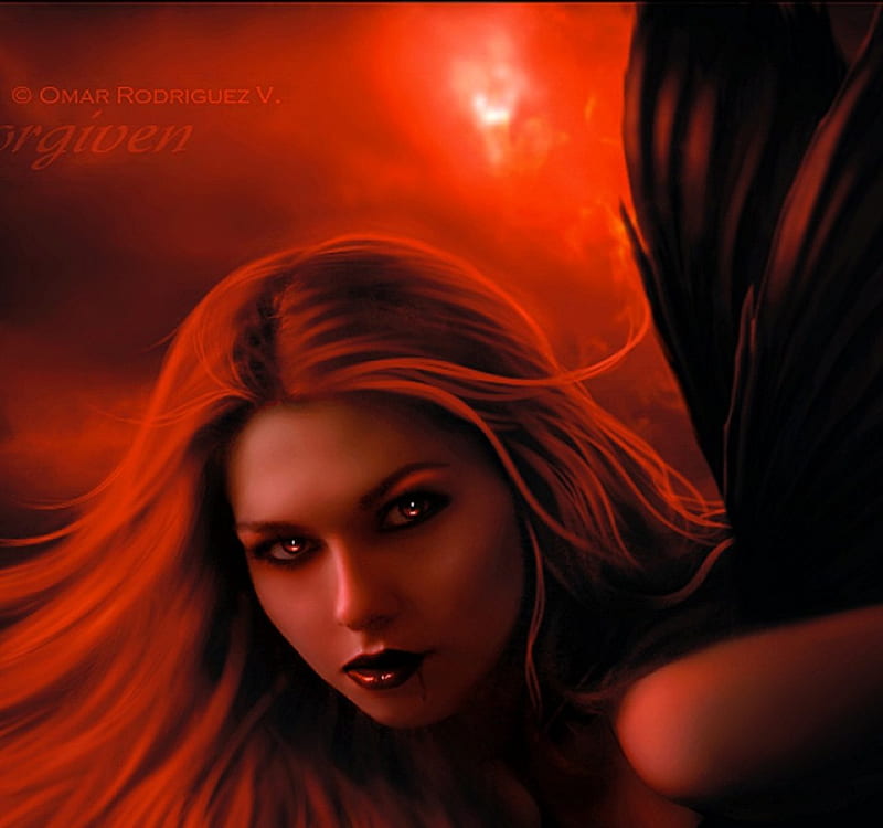 __unforgiven., red, bonito, girl, angel, HD wallpaper