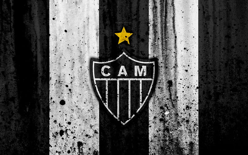 FC Atletico Mineiro grunge, Brazilian Seria A, logo, Brazil, soccer, football club, Atletico Mineiro, stone texture, art, Atletico Mineiro FC, HD wallpaper