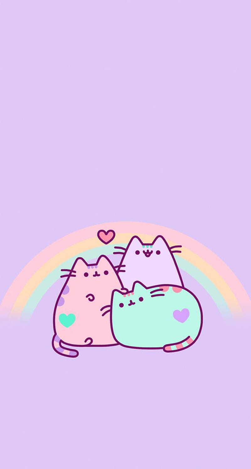 Pastel Pusheen Cats Kawaii, Cute Pink and Blue Kawaii, HD phone wallpaper