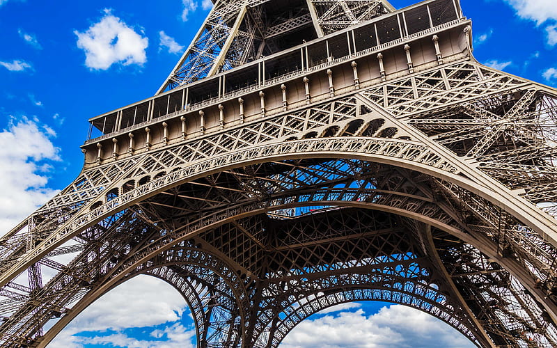 Eiffel Tower french landmarks, blue sky, Paris, France, Europe, HD wallpaper