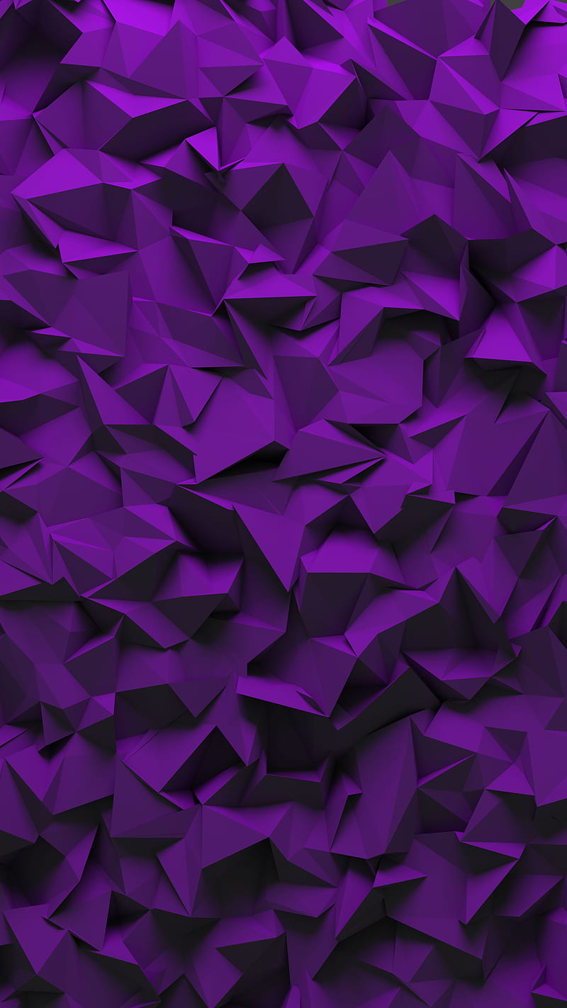 fragments, triangles, volume, purple, HD phone wallpaper