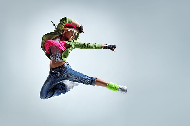 Girl Jumping Kick , jump, kick, HD wallpaper