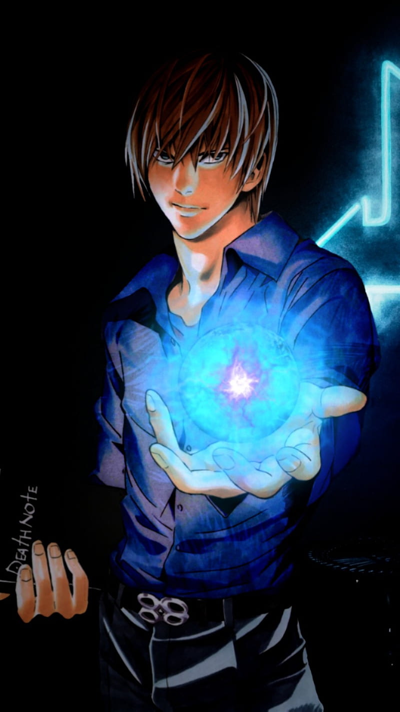 death note light, aesthetic, blue, death note light, light yagami, HD phone wallpaper