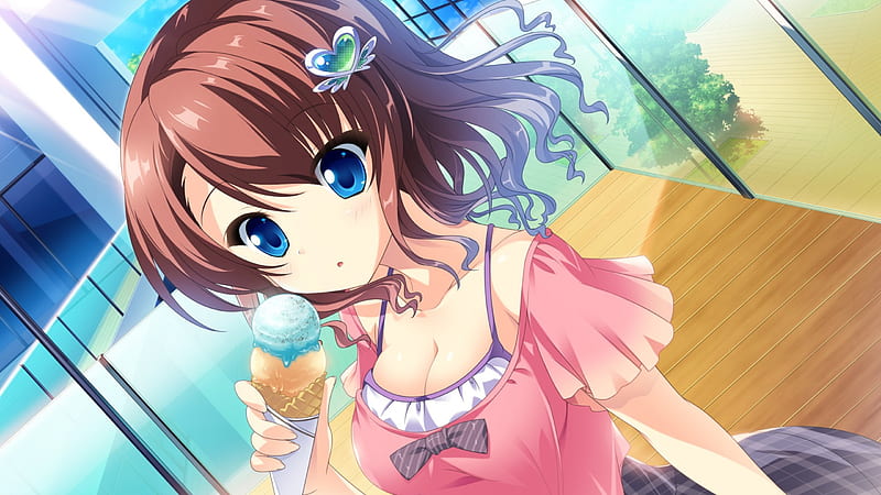 Ice Cream, girl, hijiri, cocoro, visual novel, function, yuziriha, HD wallpaper