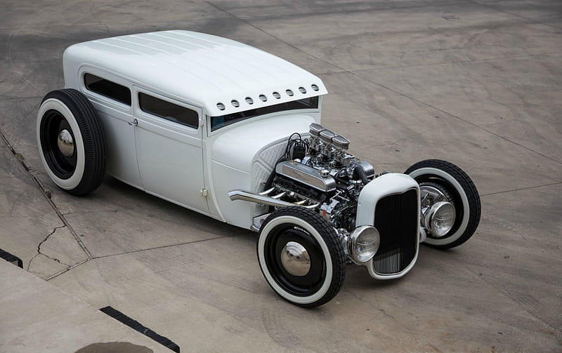 1928-Ford-Tudor-Hot-Rod, Classic, White, 1928, Hotrod, HD wallpaper