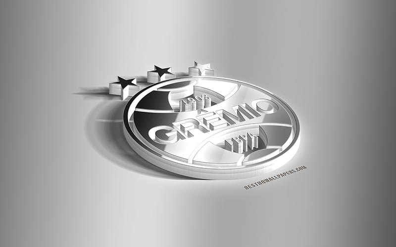 Gremio FC, 3D steel logo, Brazilian football club, 3D emblem, Porto Alegre, Rio Grande do Sul state, Brazil, Gremio metal emblem, Serie A, football, creative 3d art, HD wallpaper