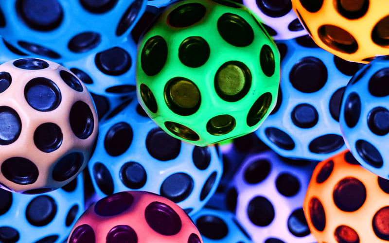 colorful 3D balls, creative, 3D art, geometric shapes, artwork, spheres, colorful backgrounds, HD wallpaper