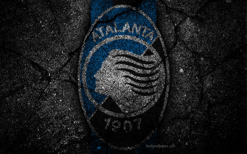 Atalanta, logo, art, Serie A, soccer, football club, asphalt texture, HD wallpaper
