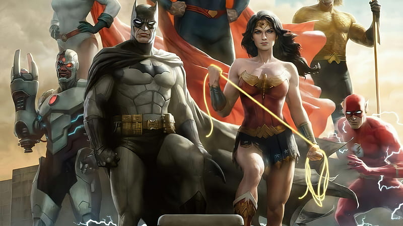 Justice League Of America , justice-league, superheroes, batman, wonder-woman, flash, aquaman, cyborg, superman, HD wallpaper