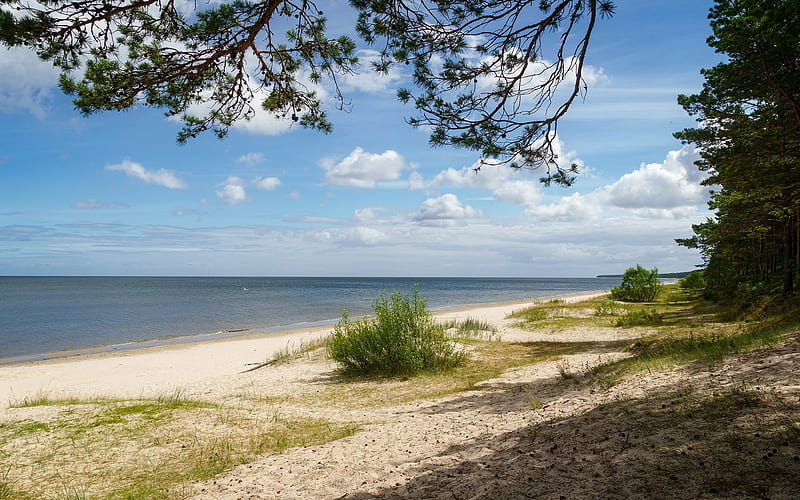 Beach in Latvia, Latvia, beach, clouds, sea, HD wallpaper