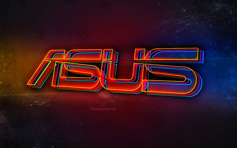 Asus logo, light neon art, Asus emblem, Asus neon logo, creative art, Asus, HD wallpaper