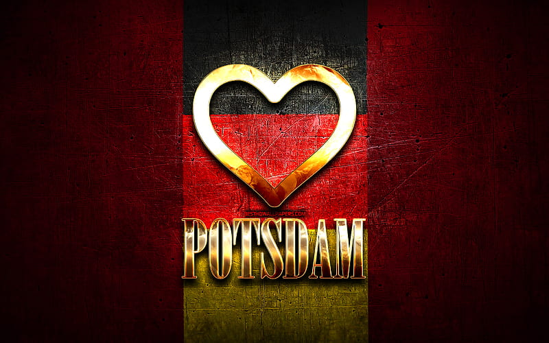 I Love Potsdam, german cities, golden inscription, Germany, golden heart, Potsdam with flag, Potsdam, favorite cities, Love Potsdam, HD wallpaper