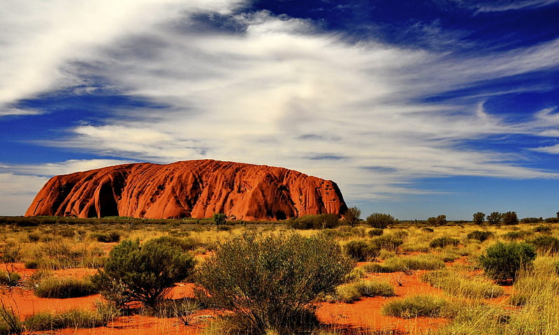 Uluru Rock, Australia, Rock, Desert, Ayres Rock, Uluru, Australia, HD wallpaper