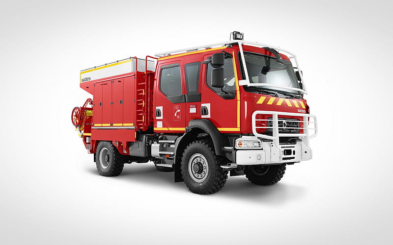 Renault Trucks D, d14, rescue fire truck, Heavy rescue vehicle, fire truck on a white background, fire fighting concepts, Renault, HD wallpaper