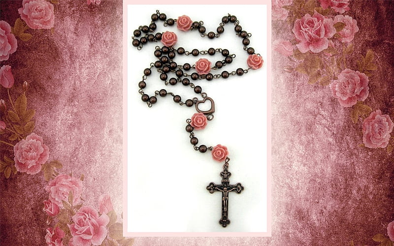Holy Rosary, pink, roses, prayer, rosary, HD wallpaper | Peakpx
