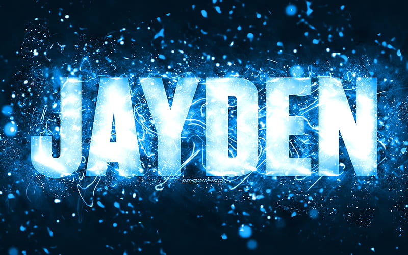 Happy Birtay Jayden blue neon lights, Jayden name, creative, Jayden Happy Birtay, Jayden Birtay, popular american male names, with Jayden name, Jayden, HD wallpaper
