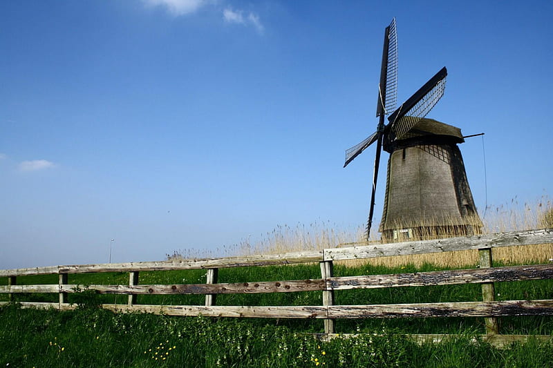 windmill, home place, windmills, molen, kinderdijk, netherlands, south holland, water, in, Home town, HD wallpaper