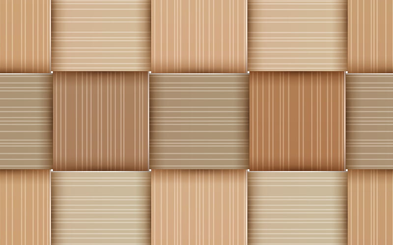 wooden wickerwork textures, square patterns, vector textures, wooden weaving textures, square backgrounds, wickerwork textures, brown wooden background, wickerwork, wickerwork backgrounds, HD wallpaper