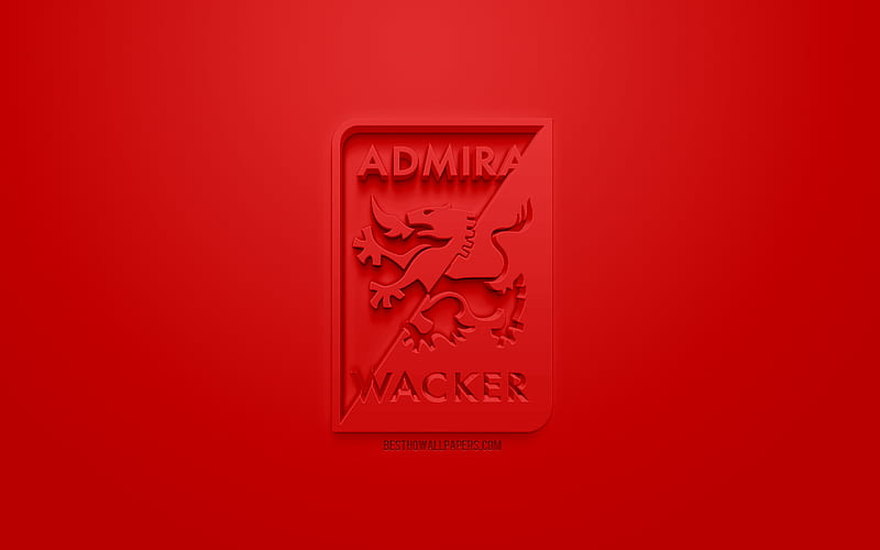 FC Admira Wacker, creative 3D logo, red background, 3d emblem, Austrian football club, Austrian Football Bundesliga, Modling, Austria, 3d art, football, stylish 3d logo, HD wallpaper