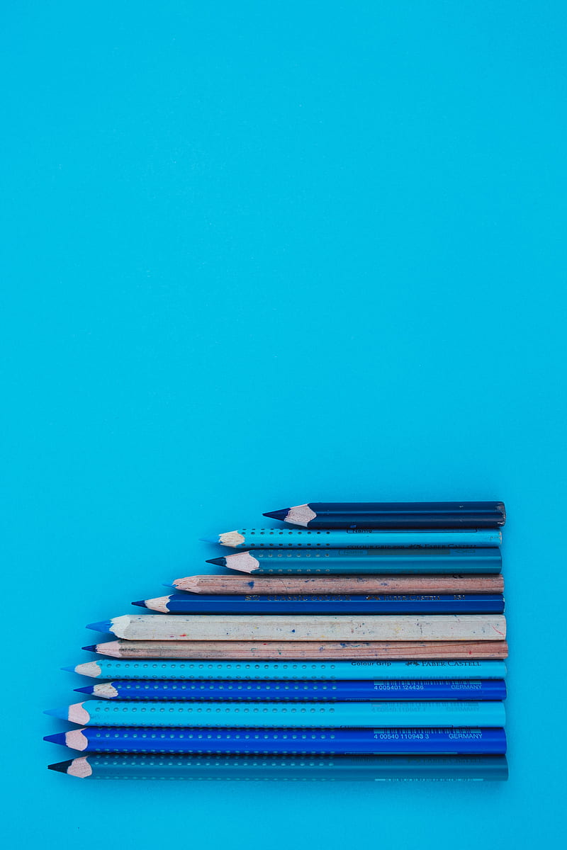 pencils, colors, shades, blue, HD phone wallpaper
