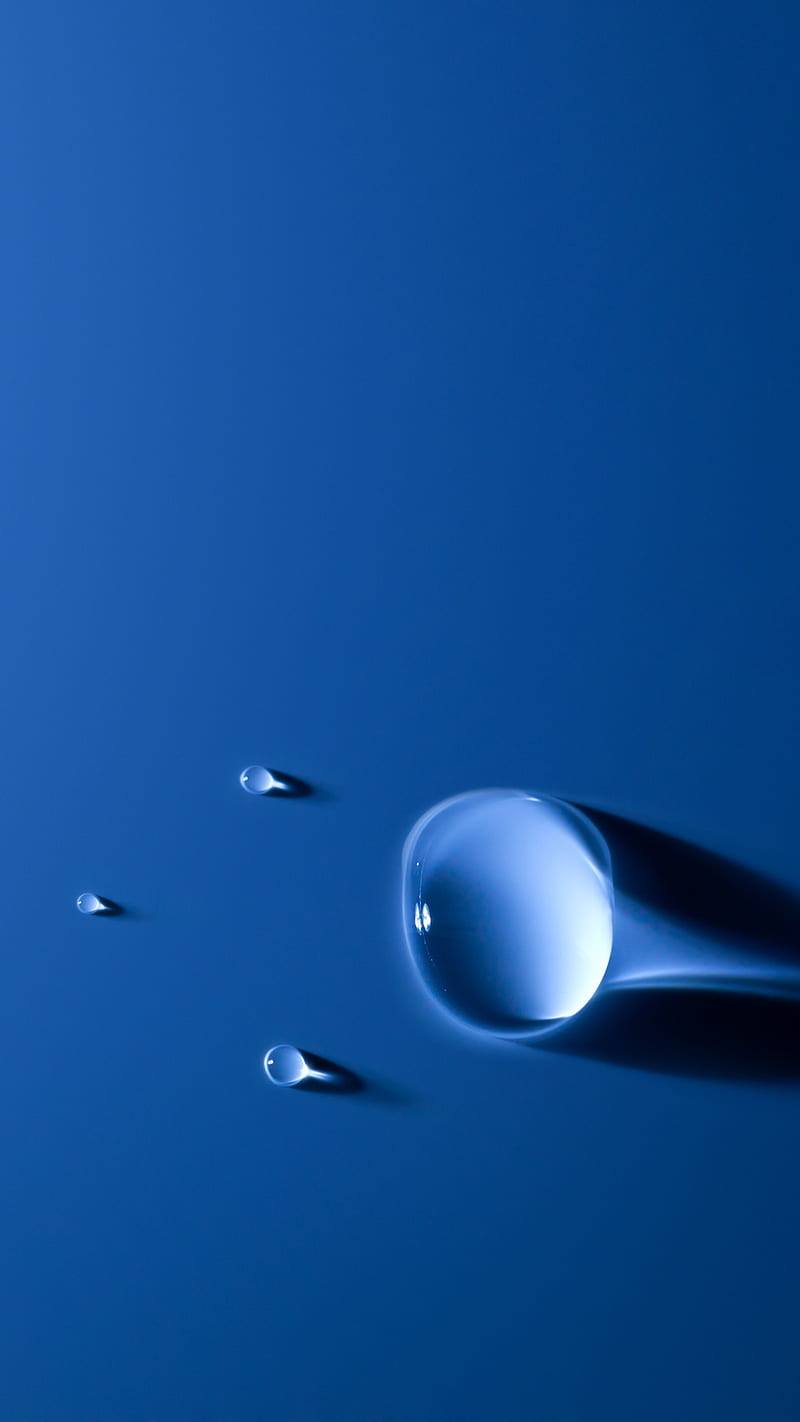 Drops, blue, close-up, macro, waterdrops, HD phone wallpaper