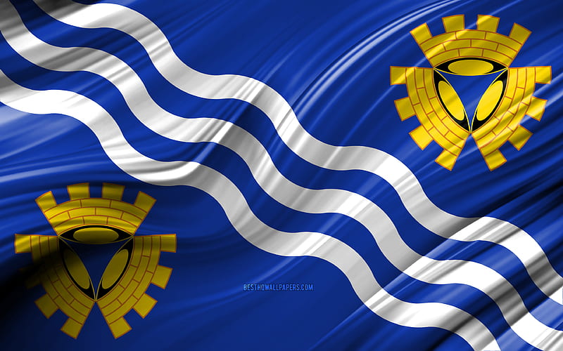 Merseyside flag, english counties, 3D waves, Flag of Merseyside, Counties of England, Merseyside County, administrative districts, Merseyside 3D flag, Europe, England, Merseyside, HD wallpaper