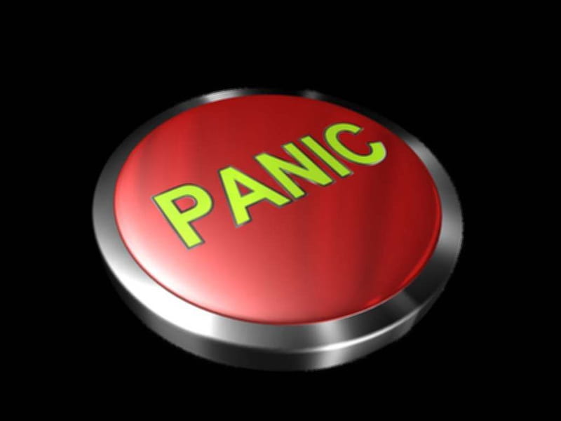 Panic Button, red, message, Panic, black, funny, buttton, word, HD wallpaper
