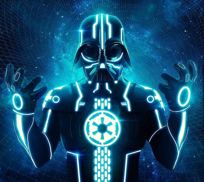 Tron Vader, darth, jedi, sith, space, star, wars, HD wallpaper