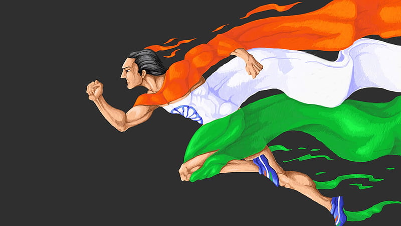 Man Is Running With Flag Republic Day, HD wallpaper