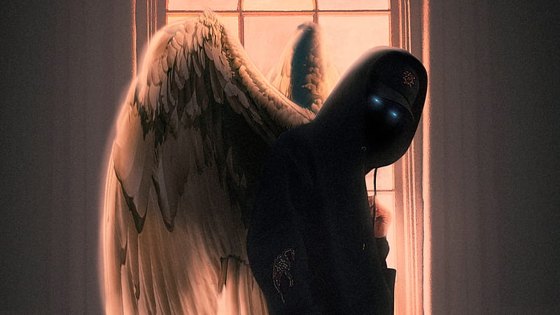 Hoodie Guy With Wings , artwork, wings, HD wallpaper